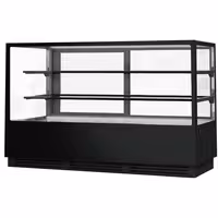 Commercial cake display fridge - 782L - 2000mm - Double glazing - square - with 2 glass shelves - rear sliding doors - for patisserie - Black