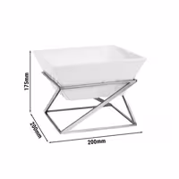Açık Büfe Teşhir Standı - Paslanmaz Çelik & Melamin - köşeli - 200x200x175mm - dahil 1 Melamin Kase