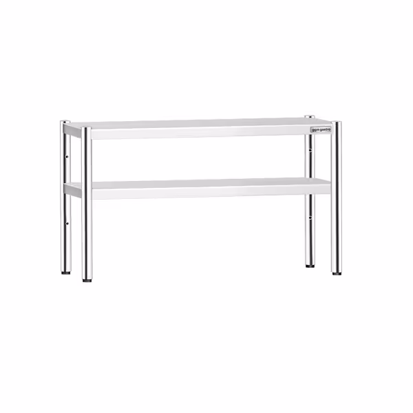 Estante de mesa em inox PREMIUM - 2 prateleiras - 1400x370mm - altura ajustável