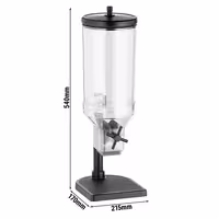 Mısır Gevreği Dispenseri - FRESH+EASY - tekli - Dönme Mekanizması - 1 Plastik Hazne - 4,5L - Paslanmaz Çelik Stand - Siyah
