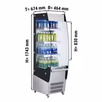 Commercial multideck display fridge - Open front - 494mm - 220L - with 3 shelves - incl. night blind