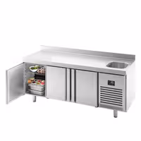 Rashladni pult PREMIUM PLUS - 1960x600 mm - 385 l - Ventilirano hlađenje - s 3 vrata - s 1 korita - Podignuti rub