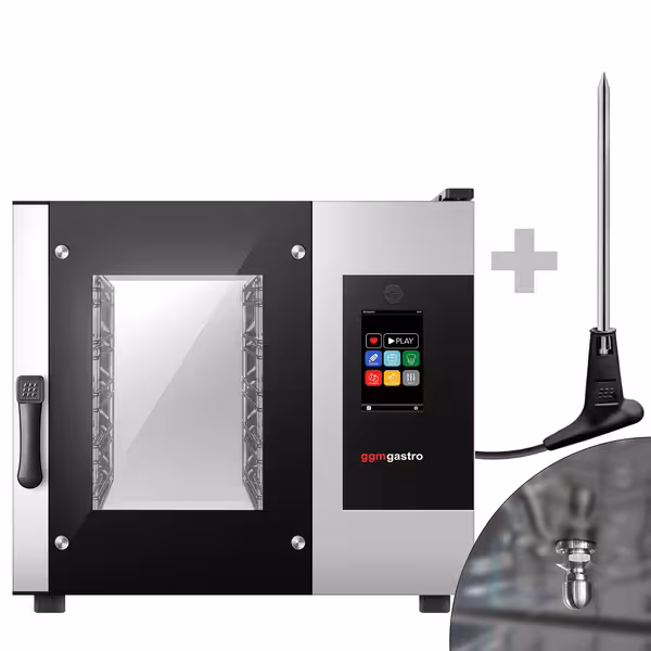 Commercial Electric Combi Oven - Touchscreen Controls - 5x GN 1/1 - incl. Automatic washing system, Core temperature probe, HACCP monitoring & USB