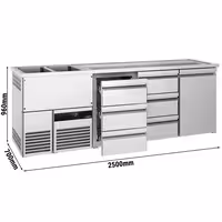 Direct Draw Beer Dispenser / Kegerator PREMIUM - 2500x700mm - 1 Solid Door & 6 Drawers