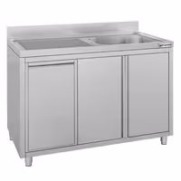 Sudoper s ormarićem ECO - inox - 1200 x 600 mm - s košem za otpatke - s 1 koritom - korito desno