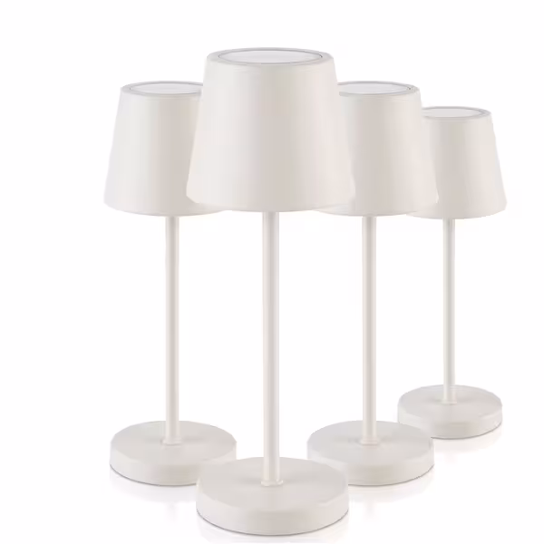 (4 adet) Şarj Edilebilir Masa Lambası - MERLE MICRO - 3 kademeli kısılabilir - Ø80x200mm - Whisper White