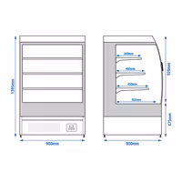Commercial multideck display fridge - 900mm - 216L - with 2 double‑glazed sliding doors & 3 shelves - Black
