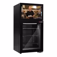 Mini zamrzivač - 460 mm - s jednim staklenim vratima i ugrađenim 19" LCD zaslonom - crna
