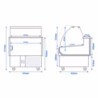 Halpult / Csemegepult - 1030x880 mm - statikus - hajlított frontüveges