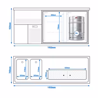 Direct Draw Beer Dispenser / Kegerator PREMIUM – 2 sinks left - 1950×700 mm - stainless doors