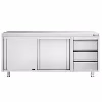 خزانة قاعدية ستانلس ستيل KOPENHAGEN PREMIUM - 2000x700mm - مع أبواب منزلقة و وحدة أدراج 3 يمين