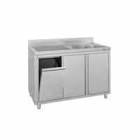 Sudoper s ormarićem ECO - inox - 1200 x 600 mm - s košem za otpatke - s 1 koritom - korito desno