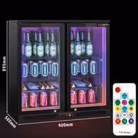 Commercial Back Bar Cooler - 900mm - 220L - with 2 glass hinged doors - Black