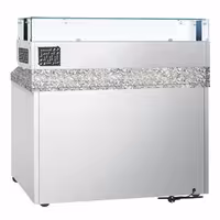 Table réfrigérée à pizza ECO - 1400 x 700 mm - avec 3 portes - incl. vitrine réfrigérée - 6 x GN 1/4
