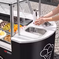 Ice Cream Cart - 2146mm - with sink - for 9 x 5 litres Napoli pans - rear sliding doors