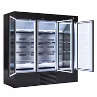 Commercial multideck display freezer - 2081mm - 2030L - with 3 hinged glass doors & 8 shelves - Black