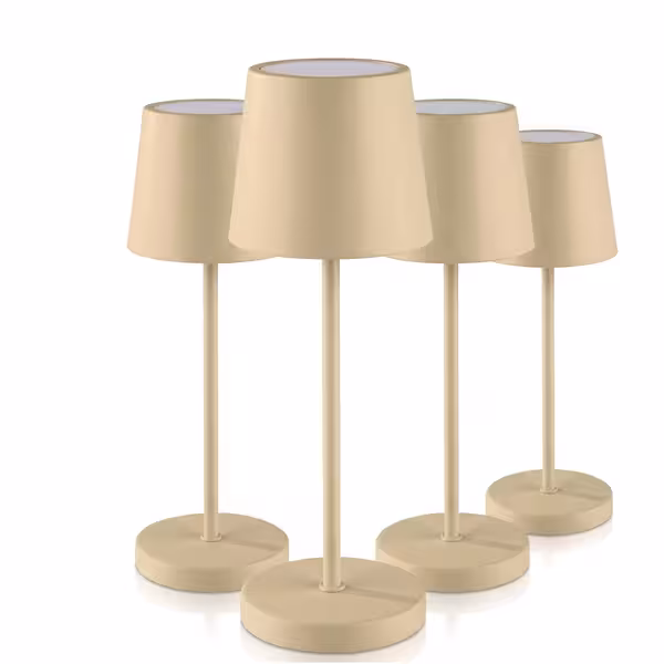 (4 adet) Şarj Edilebilir Masa Lambası - MERLE MINI MICRO - 3 kademeli kısılabilir - Ø90x250mm - Sand
