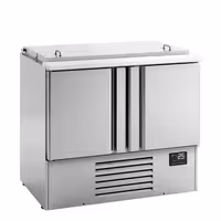 Pult za pripremu salate PREMIUM PLUS - 978 mm - 2 vrata - s ugradnim ležištem za 6x GN 1/3 & 3x GN 1/6 i poklopac od nehrđajućeg čelika