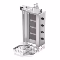 Gas Doner Kebab Grill (Shawarma/Gyros) - 4 Burner - up to 60kg - 13kW - Countertop - incl. 2 splash guards & 2 double doors