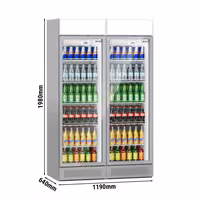 (2 Stück) Getränkekühlschrank - 690 Liter - rahmenloses Design - mit 2 Glastüren & Werbedisplay
