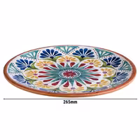 (6 adet) ARABESQUE - Düz Tabak - Melamin, Ø265mm, Terrakotta / Mavi