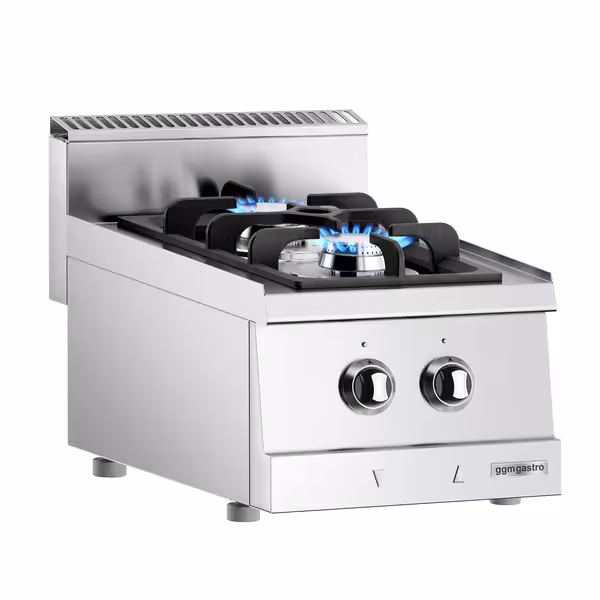 Ipari gáztűzhely - 600-as - asztali - összteljesítmény: 12,0 kW - 2 égős - 400x600x300 mm