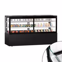 Kyldisk MADRID - självbetjäning - 710 l - 2 000 mm - dubbelglas - glas runtom - med 2 hyllplan - inkl. nattgardin - svart matt - för SE