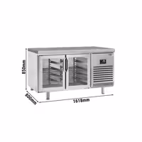 Pekarski rashladni pult PREMIUM PLUS - 1618x800 mm - 420 l - Ventilirano hlađenje - s 2 staklena vrata - granitna radna ploča