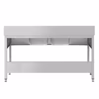 Sudoper ECO - 2000x700 mm - s donjom policom - s 2 koritima - korita sredina - inox