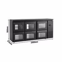 Chłodziarka barowa – 2000 mm – 355 L – z 6 szufladami szklanymi i oświetleniem LED RGB