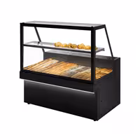 Patisserie Counter TORONTO - 1500x800mm - black front - 1 glass shelf - LED lighting - granite worktop