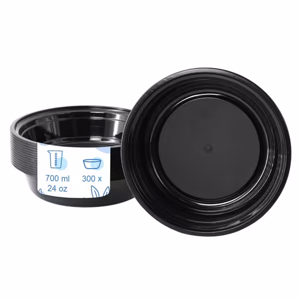 (300 pcs) Food Lidding Tray Polypropylene - 700ml - Round - Black