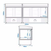 Pizzakylbänk PREMIUM - 2300x700 mm - 5 dörrar
