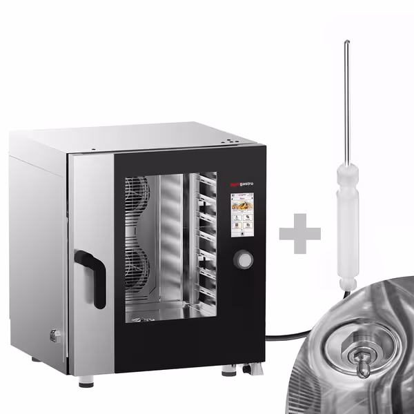 Commercial Electric Combi Oven - Touchscreen Controls - 7x GN 1/1 - 7" TFT touchscreen - incl. Automatic washing system & Core temperature probe