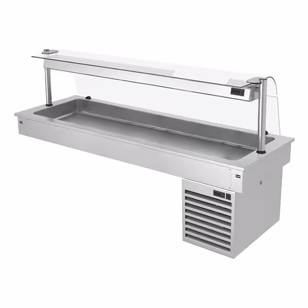Ugradno rashladno korito - 1785 mm - od +2 do +8 °C - 5x GN 1/1 - 410 W - sa staklenom kupolom