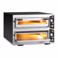 Electric Deck Pizza Oven - Twin Deck - Refractory Stone Deck - 6+6 x Ø 35cm (13.8") - up to 450°C - Mechanical Controls