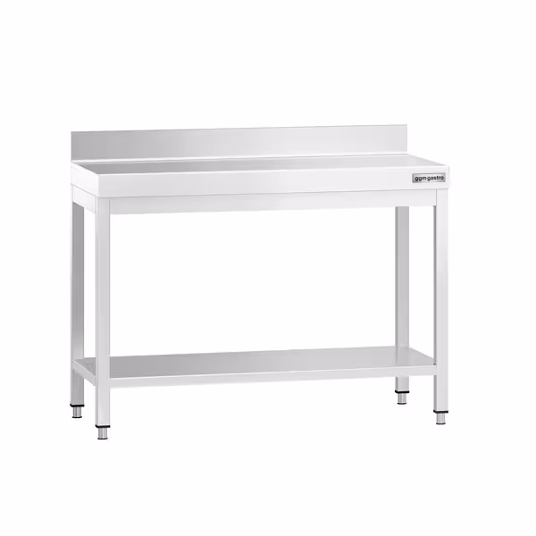 طاولة عمل ستانلس ستيل PREMIUM - 1000x600mm - مع رف سفلي & حاجز خلفي