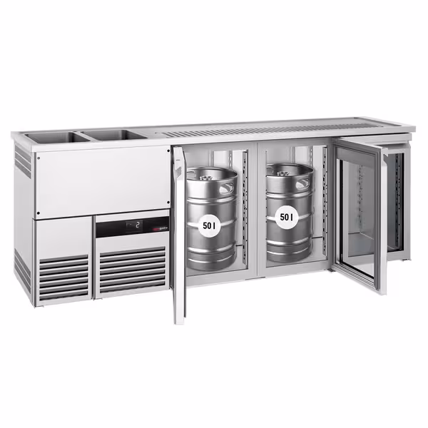 Pivski štand PREMIUM - 2500x700 mm - 3 Staklena vrata