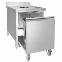 Poubelle - Carénée, avec conteneur à roulettes - 700x970x700mm - avec ouverture d’insertion, bac intérieur amovible, fermeture douce - Acier inoxydable