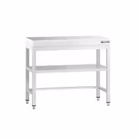 Rozsdamentes acél munkaasztal PREMIUM - 800x600 mm - alsó polccal & lábösszekötővel