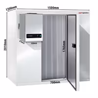 Zamrzivačka komora - 1500x1200 mm - 2,20 m³ - uklj. zamrzivački agregat i PVC lamele - -20/-10 °C