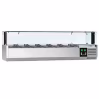 Countertop Prep Well / Refrigerated Topping Unit PREMIUM - with LED Lighting - 1400x335mm - 6x GN 1/4