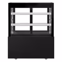 Commercial cake display fridge MADRID Self-Service - 435L - 1000mm - Double glazing - square - with 2 glass shelves - rear sliding doors - incl. night curtain - for patisserie - Black matt