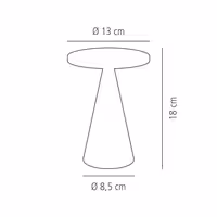 (4 adet) Şarj Edilebilir Masa Lambası - CONE - 3 kademeli kısılabilir - Ø130x180mm - Siyah