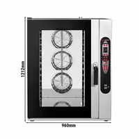 Commercial Electric Combi Oven - Digital Controls - 10x GN 2/1 or 20x GN 1/1 - incl. Automatic washing system, Wi‑Fi & USB, Hand shower, Core temperature probe, Direct steam injection