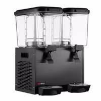 Commercial Juice Dispenser - 2x polycarbonate tanks with tap & paddle agitation - 2x 18 Litres - 600W - Black