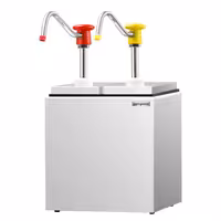 Commercial Condiment Dispenser - 2x 2.5 litres - adjustable dose - with container - incl. stainless steel frame