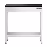 Rozsdamentes acél munkaasztal PREMIUM - 600x600 mm - alsó polccal - gránit munkalappal