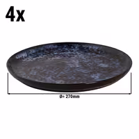 (4 adet) BAMA BLUE - Düz Tabak Yuvarlak Düz - Steinzeug, Ø270mm, Mavi