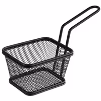 (6 Stück) Servier Frittierkorb - SNACKHOLDER - Edelstahl - 100x85mm - Schwarz